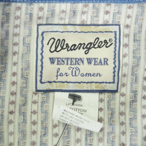 NWT Wrangler Western Wear Tribal Stripes Multicolor Western Shirt NOS Size M ANB - Picture 8 of 9